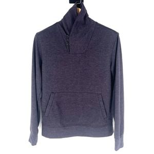 GAP Funnel Cowl Neck Pullover Sweatshirt Mens S Purple Heathered Kangaroo Pocket